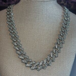 Iced out silver plated necklace